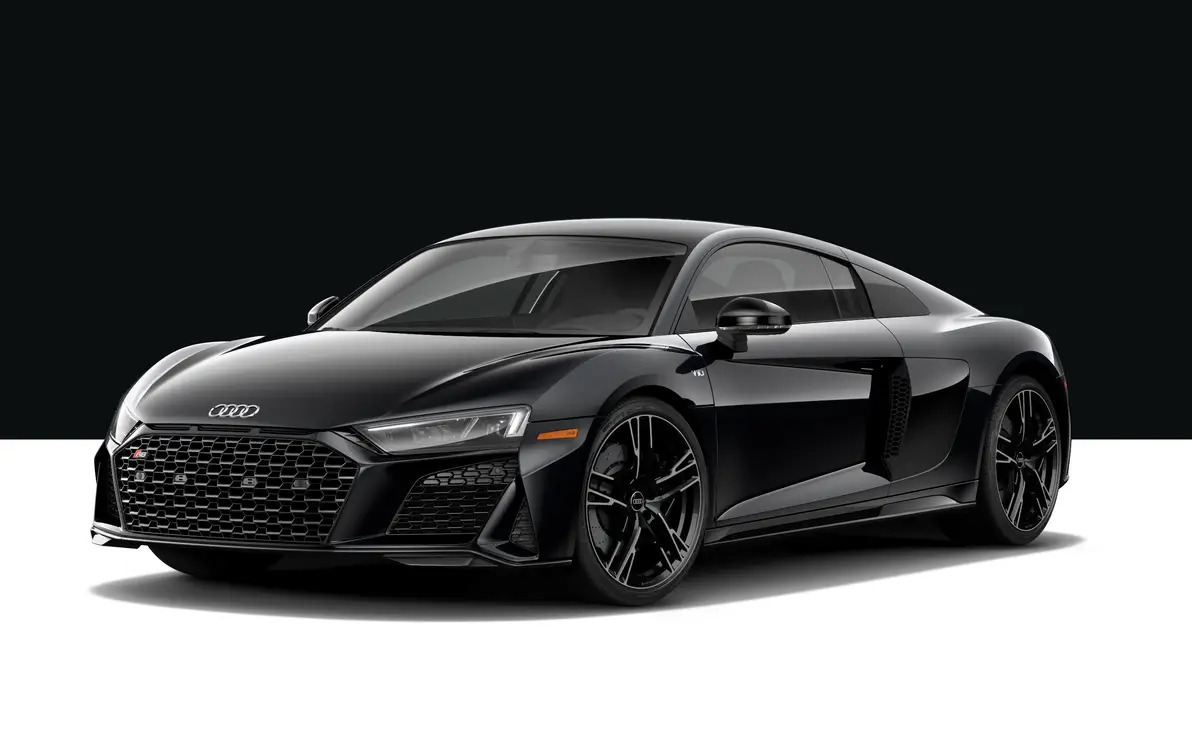 black coupe R8 with black rims
